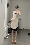 SWAYING/KNIT contrasting color collar vest skirt SW23SS2L02 meters gray PS57